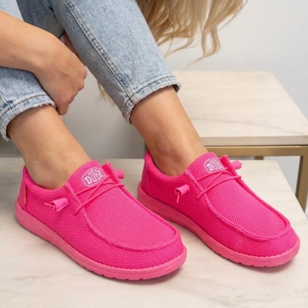 Hey Dude Wendy Funk Mono Electric Pink Slip On Loafers 40065-6QQ Womens 10